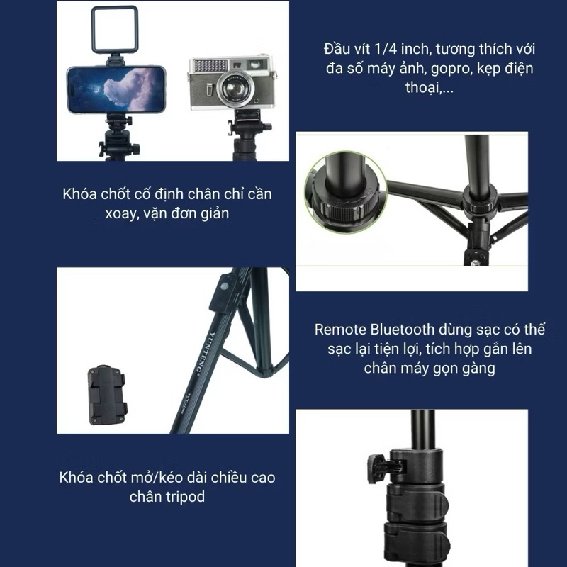 Gậy Chụp Ảnh Chân 91666 - Gậy Selfie Cầm Tay Tặng Kèm Remote - Chiều Dài Sử Dụng 43-160cm - Chính Hãng HD DESIGN