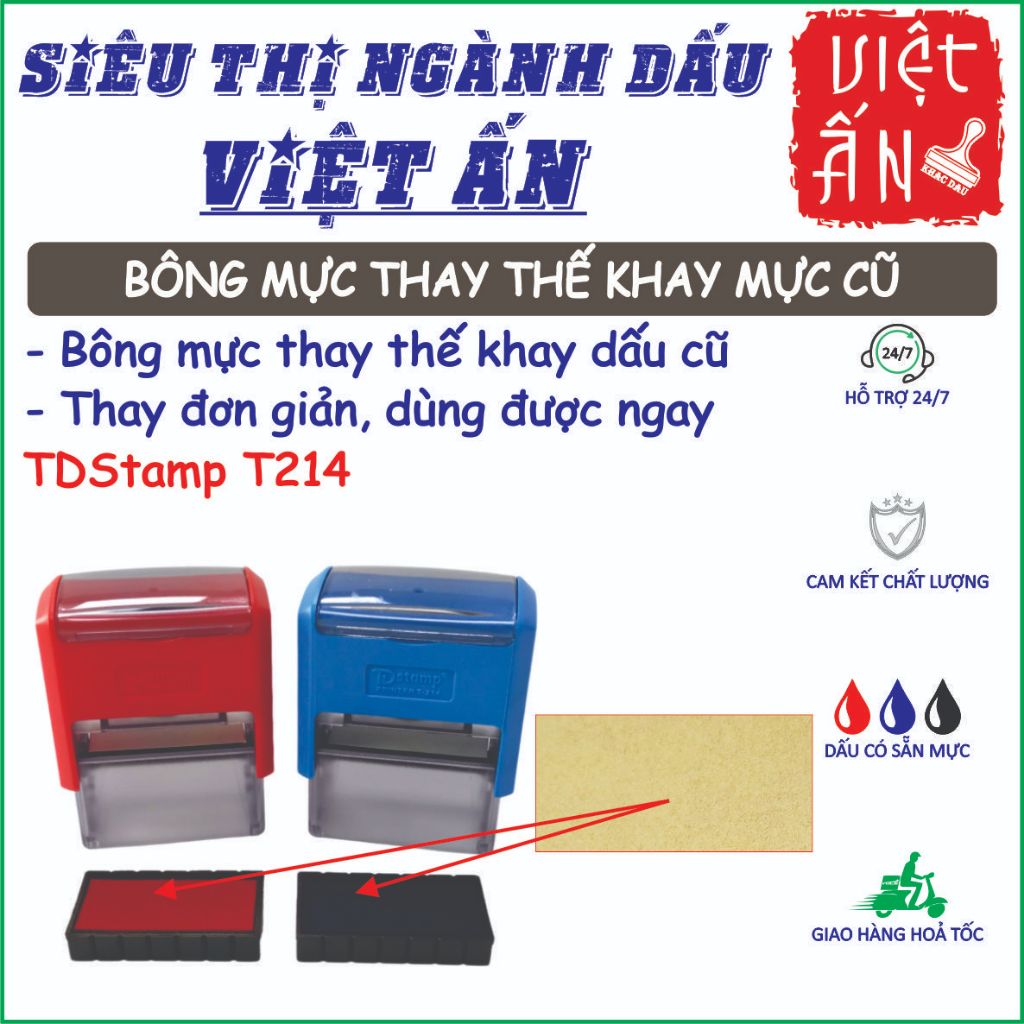 Bông mực thay thế khay mực con dấu TDstamp T214 ( Mã khay mực T214 ...
