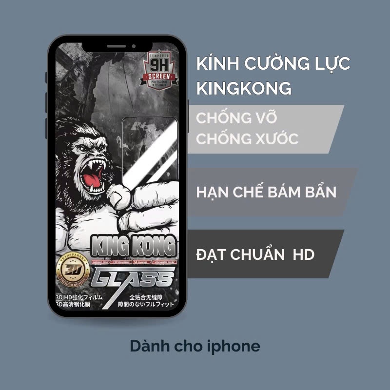 Kính cường lực Kingkong Wekome KK-85 chống nhìn trộm/ trong suốt full màn cho iphone 11 12 13 14 15 16 Pro Promax