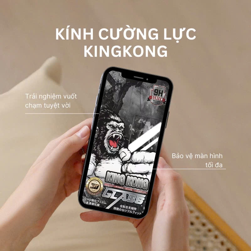 Kính cường lực Kingkong Wekome KK-85 chống nhìn trộm/ trong suốt full màn cho iphone 11 12 13 14 15 16 Pro Promax