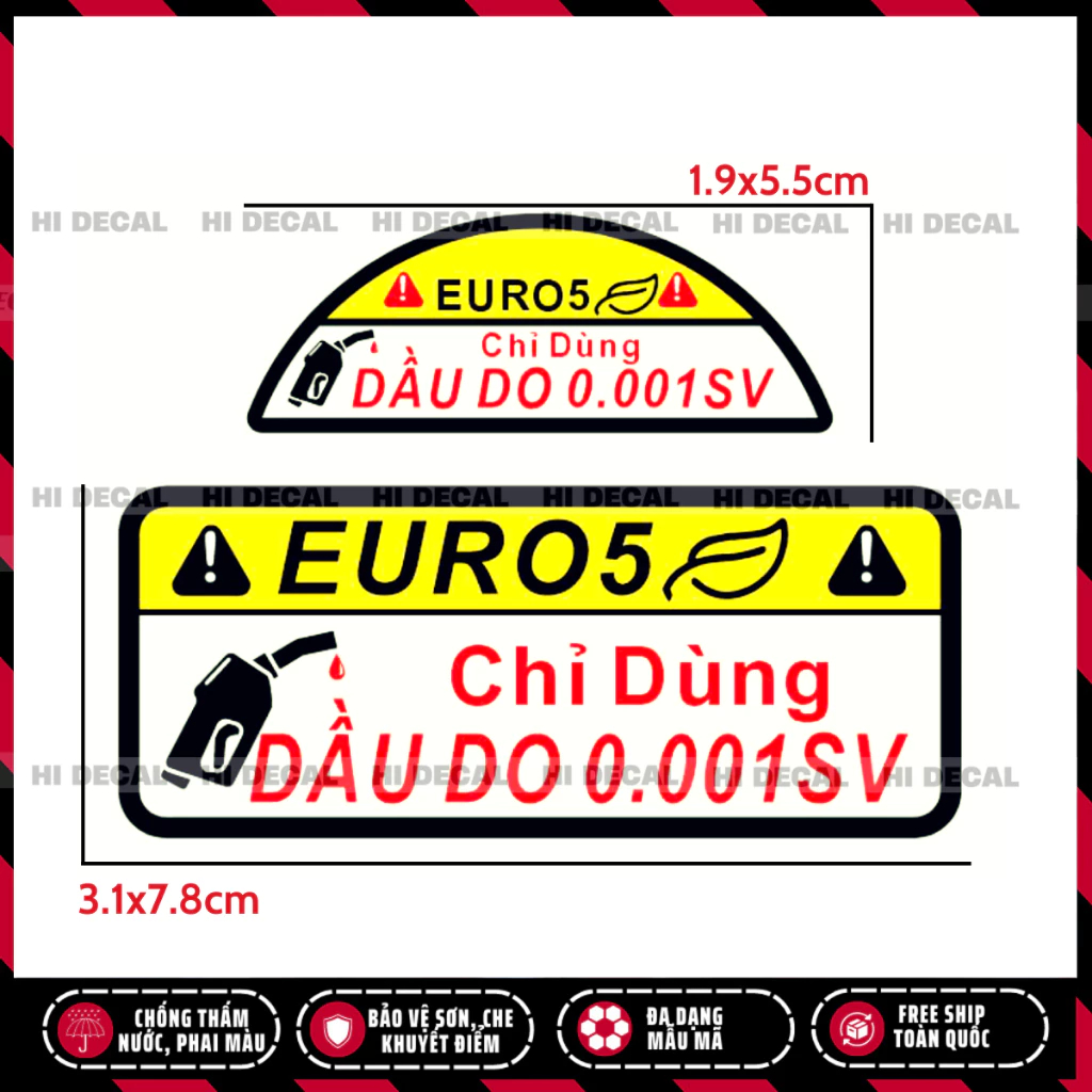Tem chú ý Đổ Dầu DO, Tem dán trang trí xe chống nước bền màu