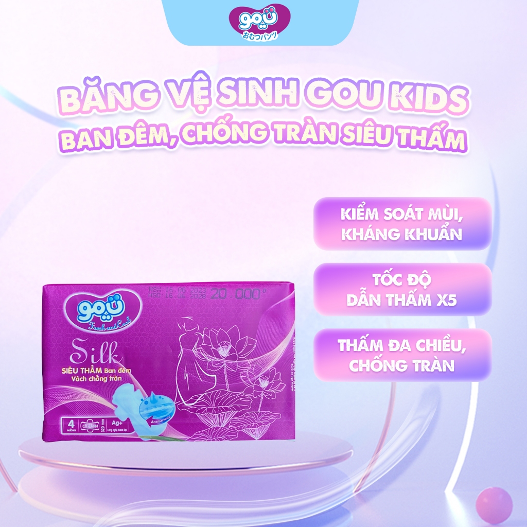 [Mua 5 tặng 1] Băng Vệ Sinh Gou Silk Ban Đêm Vách Chống Tràn siêu thấm ...