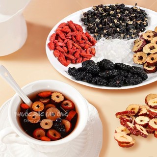 Trà bổ máu ích huyết mix sẵn, trà thảo mộc ngũ vị gồm: táo đỏ, dâu tằm, hắc kỳ tử, kỳ tử, đường phèn