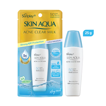 Kem chống nắng Skin Aqua cho da mụn,dạng sữa dùng hàng ngày Sunplay Skin Aqua Acne Clear Eco Việt Nam SPF 50,PA++++ 25g