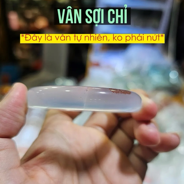 Ảnh Vòng Mã Não Trắng Ánh Xanh Ngọc Bản Trong Khởi Quang Lắc Tay Phong Thủy - Ngọc Trai Trường Thịnh 3