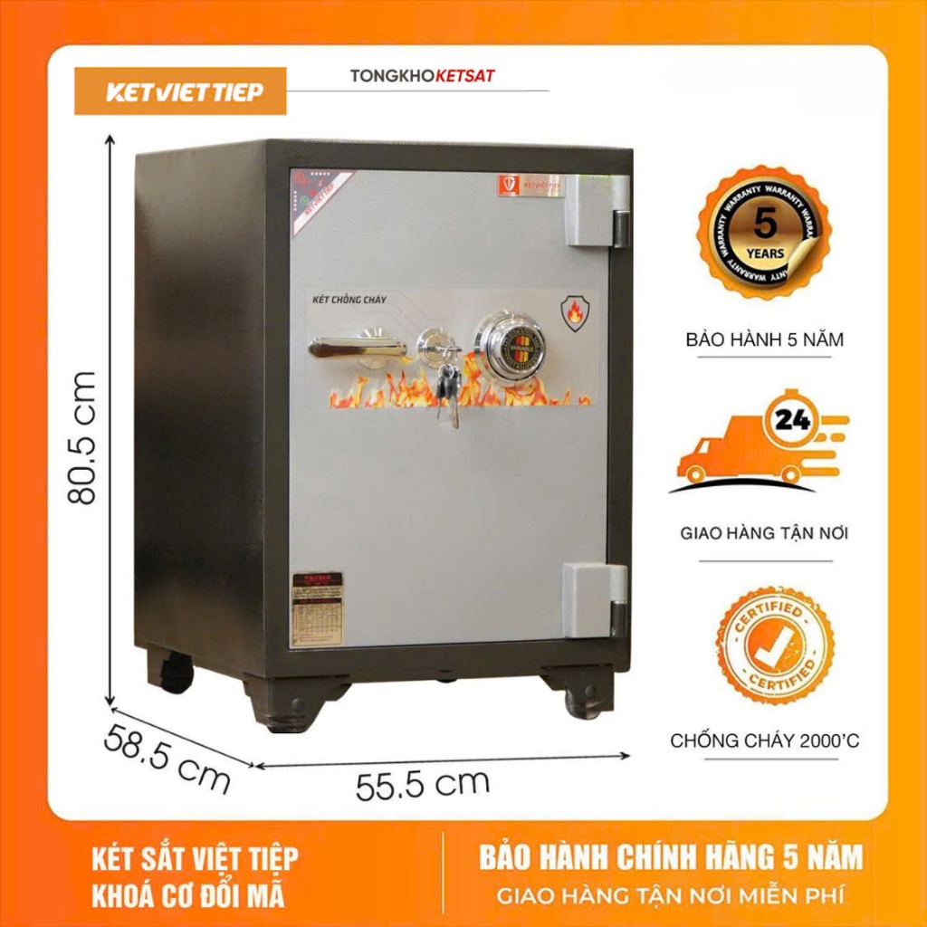 Két sắt Việt Tiệp KVT100 Khóa Cơ Đổi Mã Chính Hãng Dùng Cho Gia Đình, Văn Phòng Miễn Phí Giao Hàng Toàn Quốc