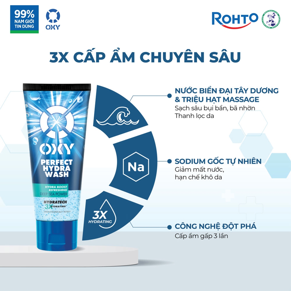 Ảnh Sữa rửa mặt cho nam Oxy sạch sâu sảng khoái dưỡng ẩm dạng gel Oxy Perfect Hydra Wash 100g 1