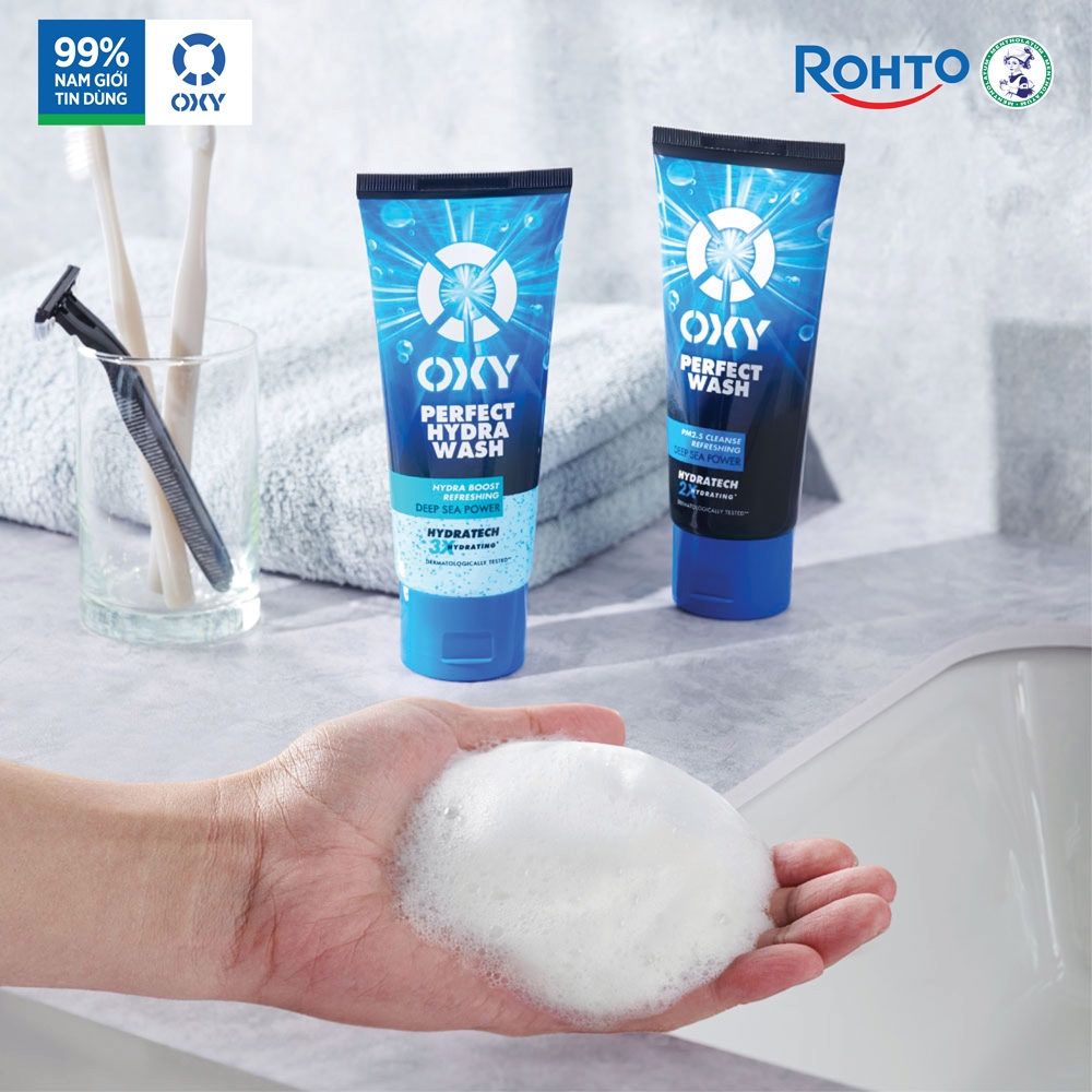 Ảnh Sữa rửa mặt cho nam Oxy sạch sâu mát lạnh dạng kem Oxy Perfect Wash 100g 2