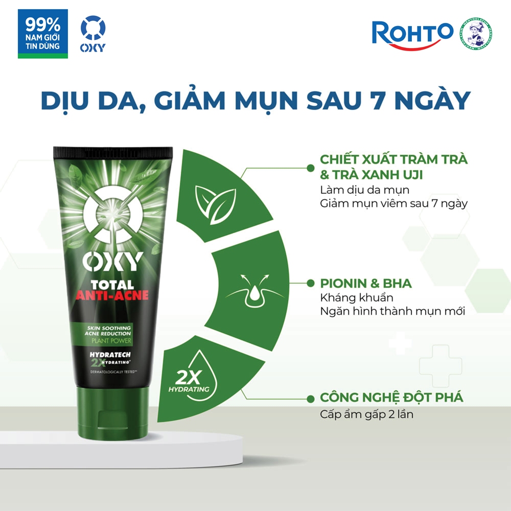 Ảnh Sữa rửa mặt cho nam Oxy sạch sâu giảm mụn kiểm soát nhờn dạng kem Oxy Total Anti Acne 100g 2