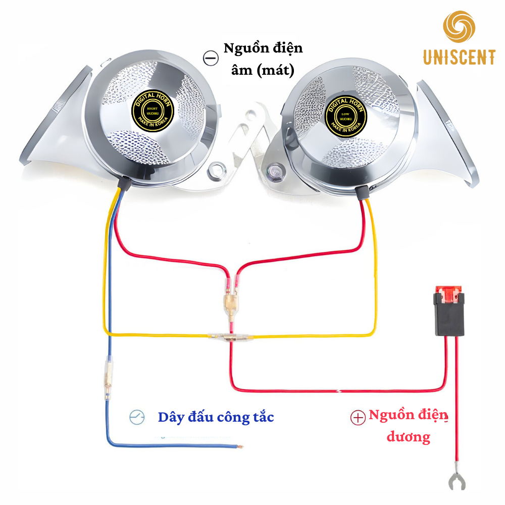 Còi Ngân,Còi Ngân Hàn Quốc/Còi Ngân 3 Tiếng-WUCHIKU/SAMJI-12V/24V Dùng Cho ÔTô/Xe Máy/XeTải(KèmRờLe)