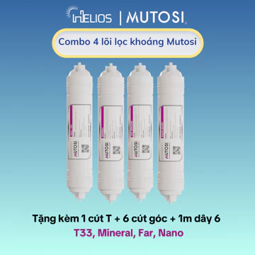Combo 4 lõi lọc nước chức năng Mutosi 5678 - Lõi T33/GAC, Khoáng đá, Hồng ngoại xa, Nano bạc