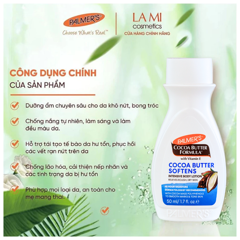 Ảnh Sữa dưỡng thể mềm mịn cho da khô Bơ Cacao Palmer's 50ml 1