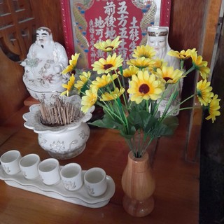 Lọ cắm hoa gỗ trang trí - Lọ hoa gỗ cao su nguyên khối (1 cái)