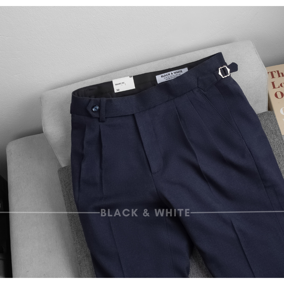 Sidetab Basic Xanh Navy , Cạp Cao, Dáng Slim Fit, Black & White