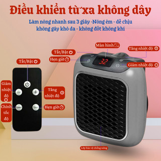 Máy Sưởi Mini Nhật Treo Tường Công Suất 800W - Kèm Remote Điều Khiển Từ xa  2025