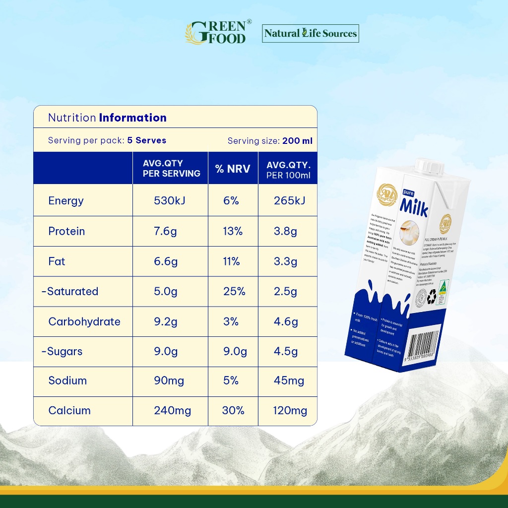 Ảnh Sữa Tươi Tiệt Trùng AU KINGCARE Nguyên Kem 1L - Độ Béo Cao 3.3%, Không Đường Giàu đạm và canxi từ Úc 4