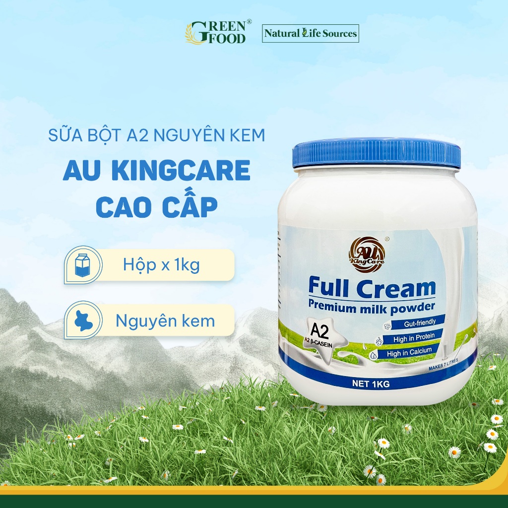 Ảnh Sữa Bột A2 Nguyên kem Cao cấp AU KingCare từ Úc | Hộp 1kg - Pha được 7L, Thơm ngon Giàu Canxi và Đạm 2
