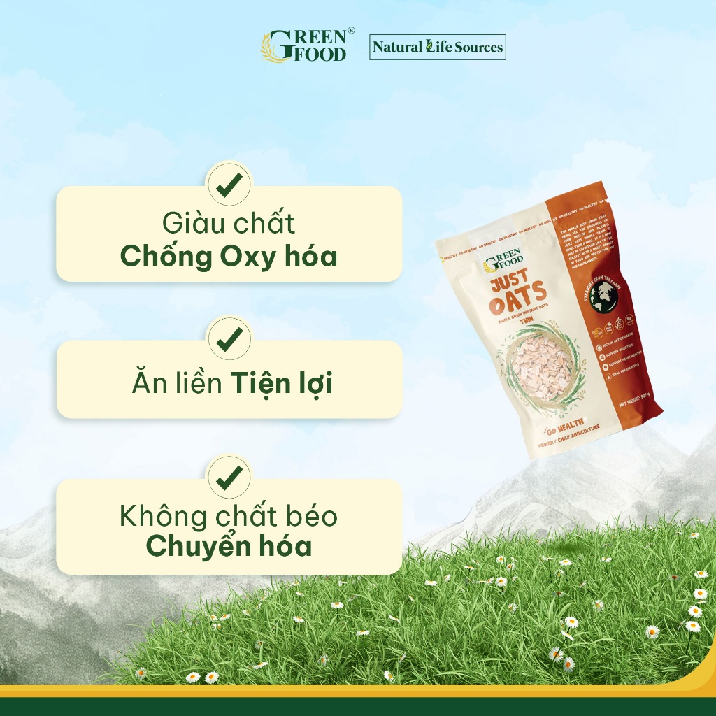 Ảnh Yến mạch Chile JUST OATS nguyên chất cán dày | Túi 907g - Ăn Liền, Túi Tiện lợi, nhập khẩu Chile 2