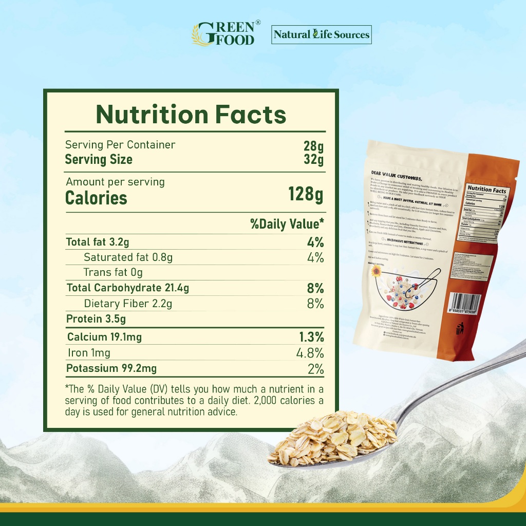 Ảnh Yến mạch Chile JUST OATS nguyên chất cán dày | Túi 907g - Ăn Liền, Túi Tiện lợi, nhập khẩu Chile 3