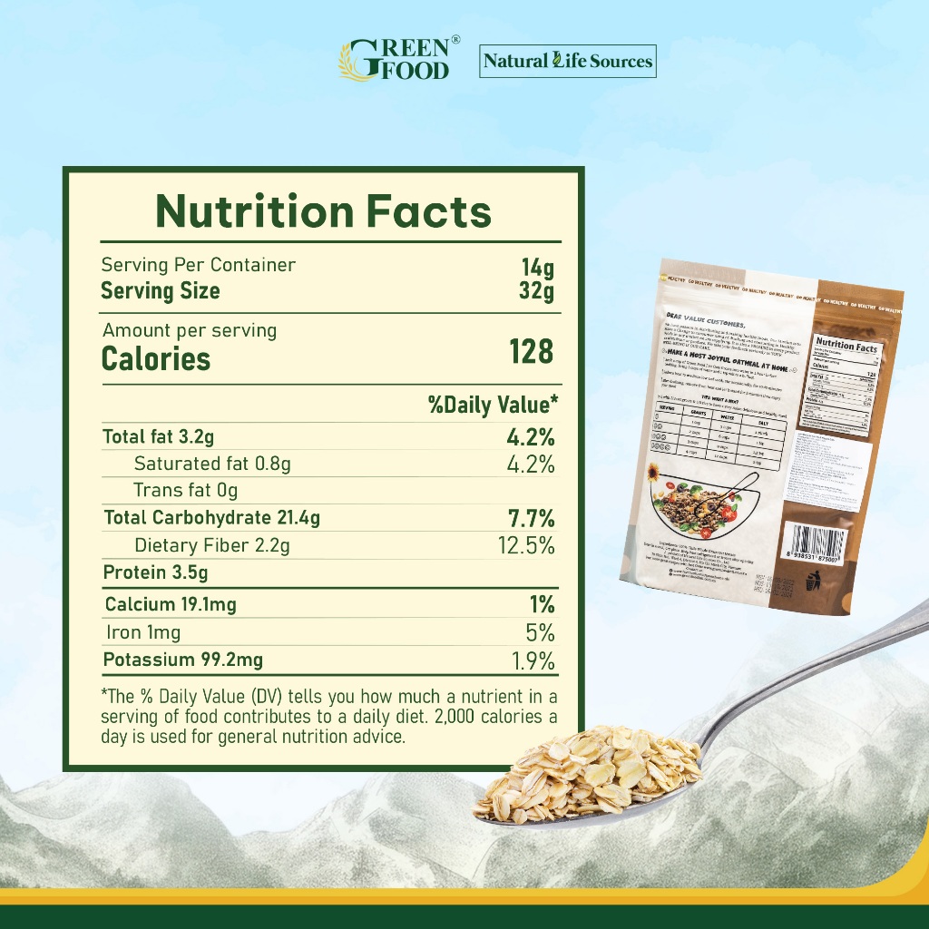 Ảnh Yến mạch Chile Just Oats nguyên cám nguyên hạt | Túi 454g 3