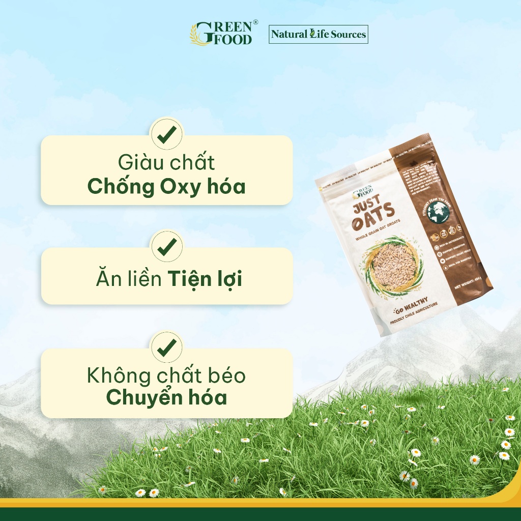 Ảnh Yến mạch Chile Just Oats nguyên cám nguyên hạt | Túi 454g 2