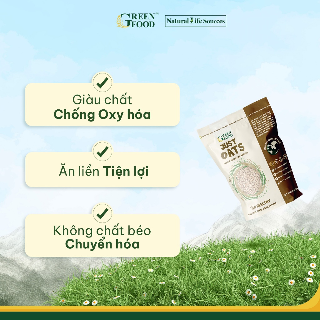 Ảnh Yến mạch Chile Just Oats nguyên cám nguyên hạt | Túi 907g, giàu chất xơ, hạt dinh dưỡng 2