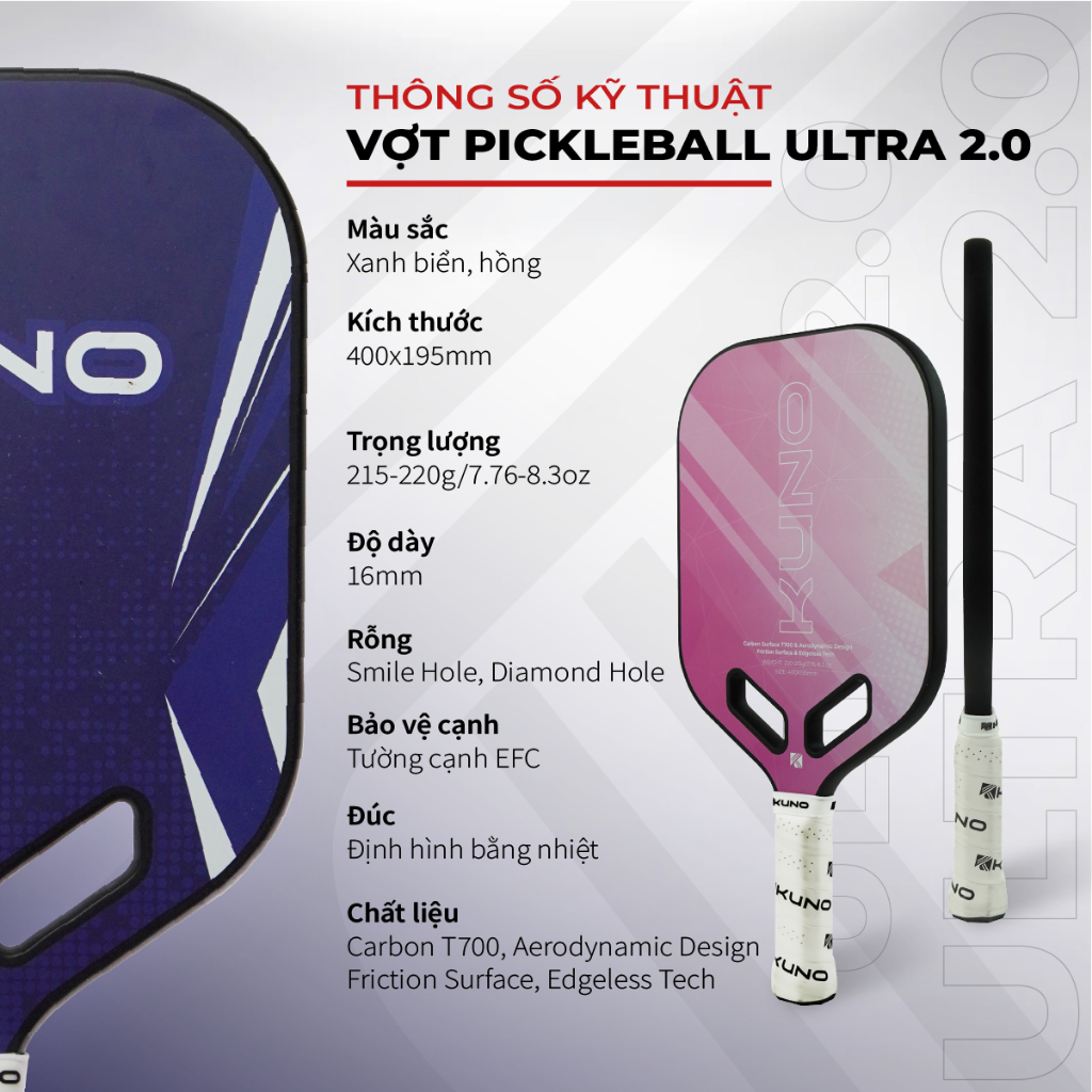 Ảnh Vợt Pickleball KUNO Ultra 2.0 Chính Hãng, phù hợp mọi người chơi, dòng vợt đúc ép nóng cao cấp bền bỉ 1
