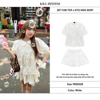 [ĐƯỢC TÁCH LẺ] Set Áo Babydoll cổ ren buộc nơ Yuri + Chân váy ngắn phối nơ Kyo - Killsystem
