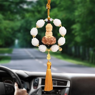 Khánh Treo Xe Ô Tô Phong Thủy LIÊN HOA PHẬT - 1 VÒNG Làm Bằng Gỗ Hoàng Dương - Mang Lại May Mắn, Tài Lộc