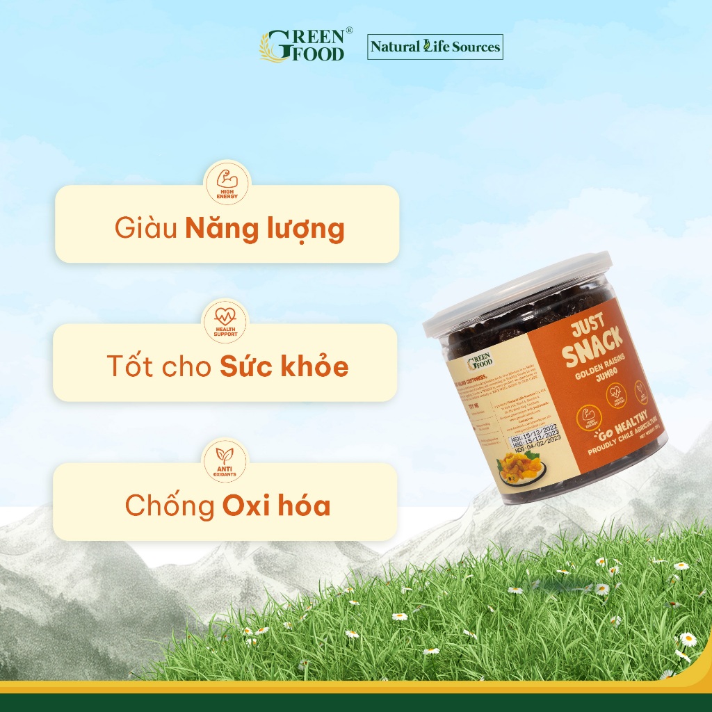 Ảnh Nho khô vàng Chile Just Snack kích cỡ medium, làm khô tự nhiên | Hộp 250g, Đồ ăn Vặt Healthy 2