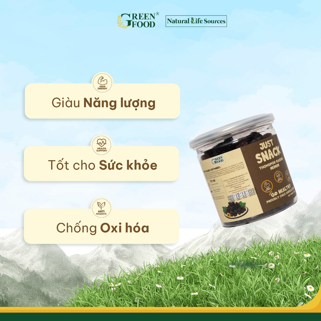 Ảnh Nho khô đen Chile Just Snack kích cỡ Medium | Hộp 250g, Đồ ăn vặt Healthy 2