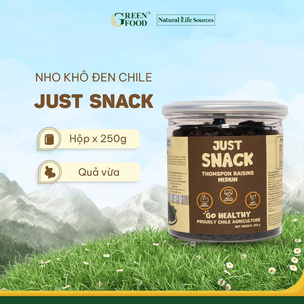 Ảnh Nho khô đen Chile Just Snack kích cỡ Medium | Hộp 250g, Đồ ăn vặt Healthy 1
