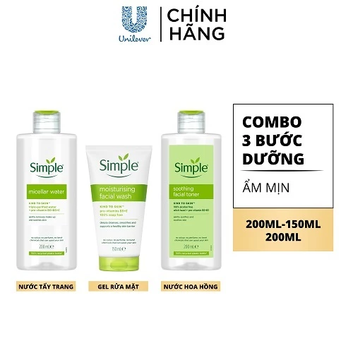 Combo Micellar Water Facial Cleanser Simple – 200 ml, 150 ml – 2