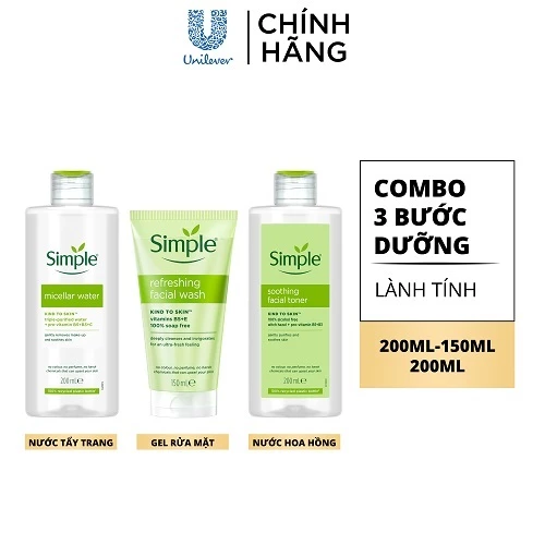 Combo Micellar Water Facial Cleanser Simple – 200 ml, 150 ml – 3