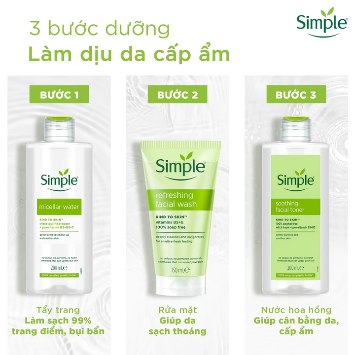Combo Micellar Water Facial Cleanser Simple – 200 ml, 150 ml – 6