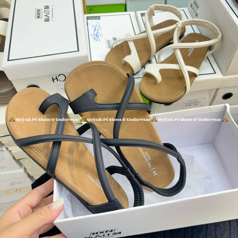 [sẵn] SANDAL SỎ NGÓN ĐẾ DẺO HÀNG QC FULLBOX - GIÀY DÉP QUỲNH PÉ