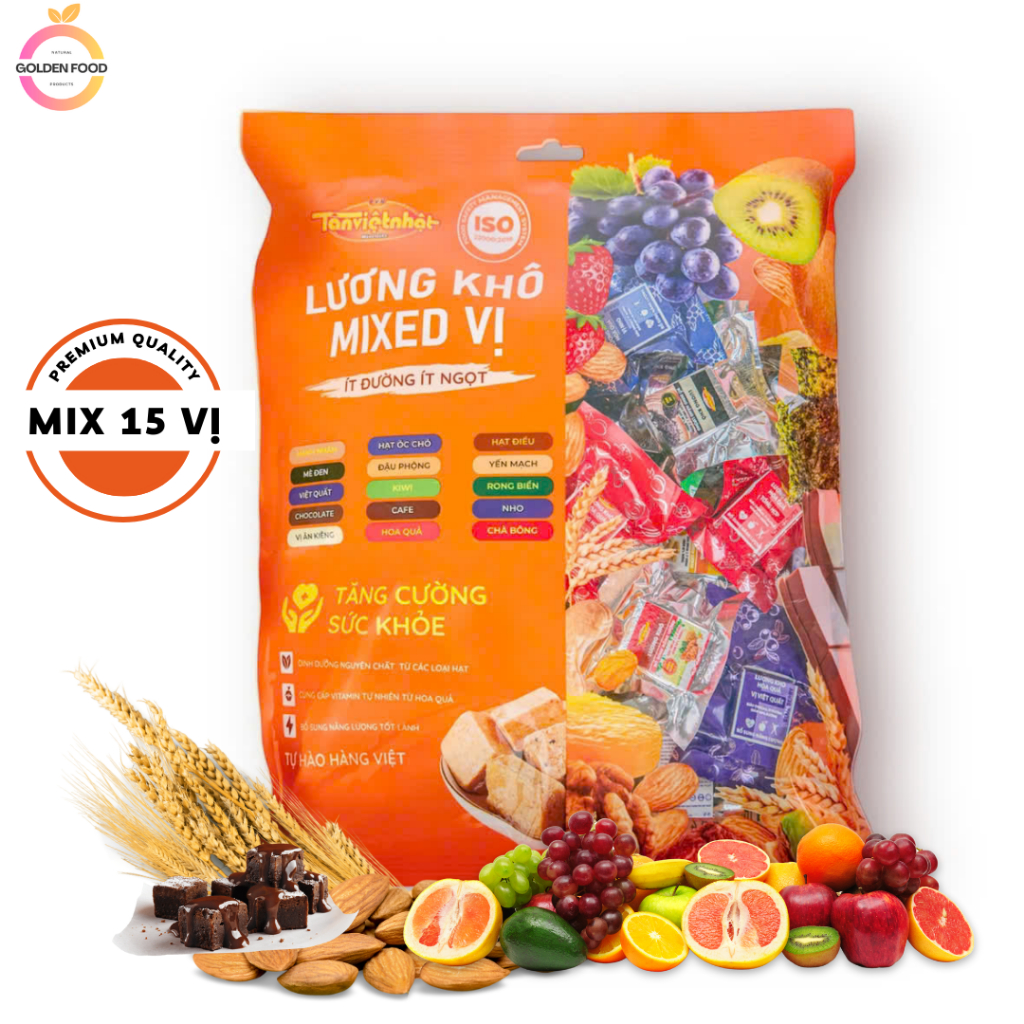 1 KG/0.5 KG Lương khô MIX 15 VỊ - Lương khô Mini Tân Việt Nhật mix 15 ...