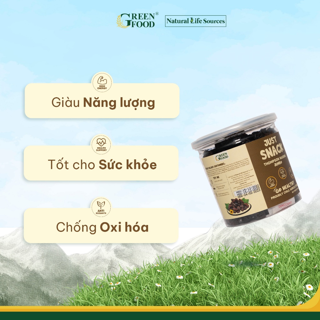 Ảnh Nho khô đen Chile Just Snack kích cỡ Jumbo làm khô tự nhiên | Hộp 250g, Đồ ăn Vặt Healthy 3