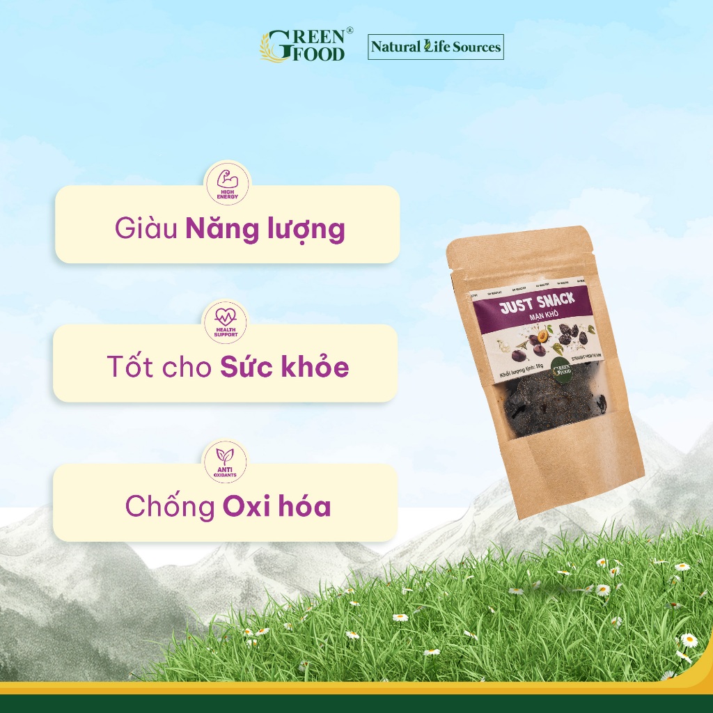 Ảnh Mận khô Just Snack Green Food kích cỡ medium | Túi 50g 2