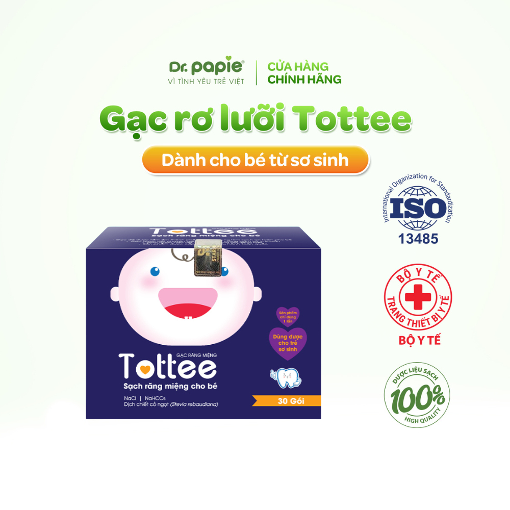 Ảnh Gạc Rơ Lưỡi Tottee Làm Sạch Và Ngăn Ngừa Các Vấn Đề Răng Miệng Cho Bé Hộp 30 Gói 1