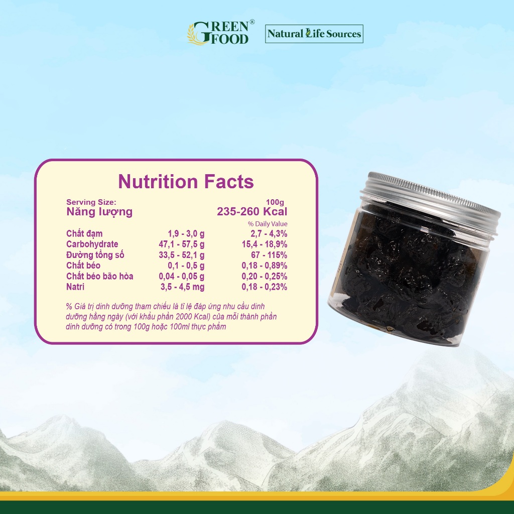 Ảnh Mận khô Chile Dried Prunes Just Snack thương hiệu Green Food kích cỡ medium | Hộp 250g 3