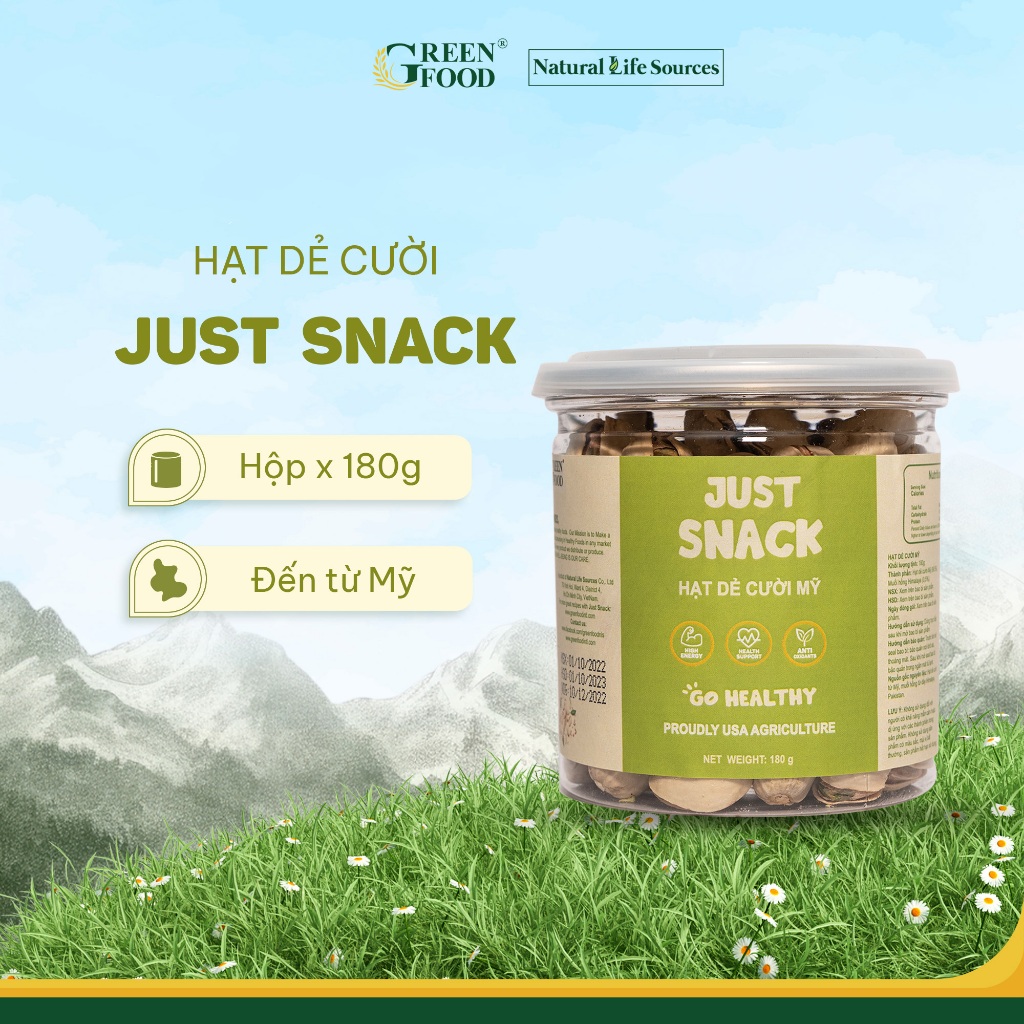 Ảnh Hạt Dẻ Cười Mỹ Just Snack Green Food có vỏ | Hộp 180g 1