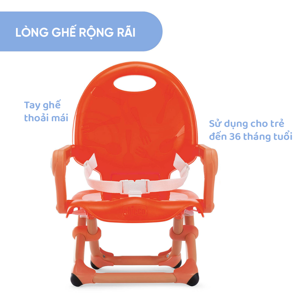 Ghế ăn dặm gấp gọn Chicco Pocket Snack Đỏ cam/Xanh bạc hà/Be sữa