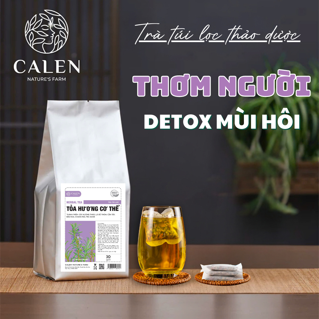 Trà tỏa hương cơ thể Calen giúp loại bỏ tuyến nhầy, giảm mùi hôi do cơ địa, hôi nách, hôi chân hiệu quả bịch 30 túi lọc