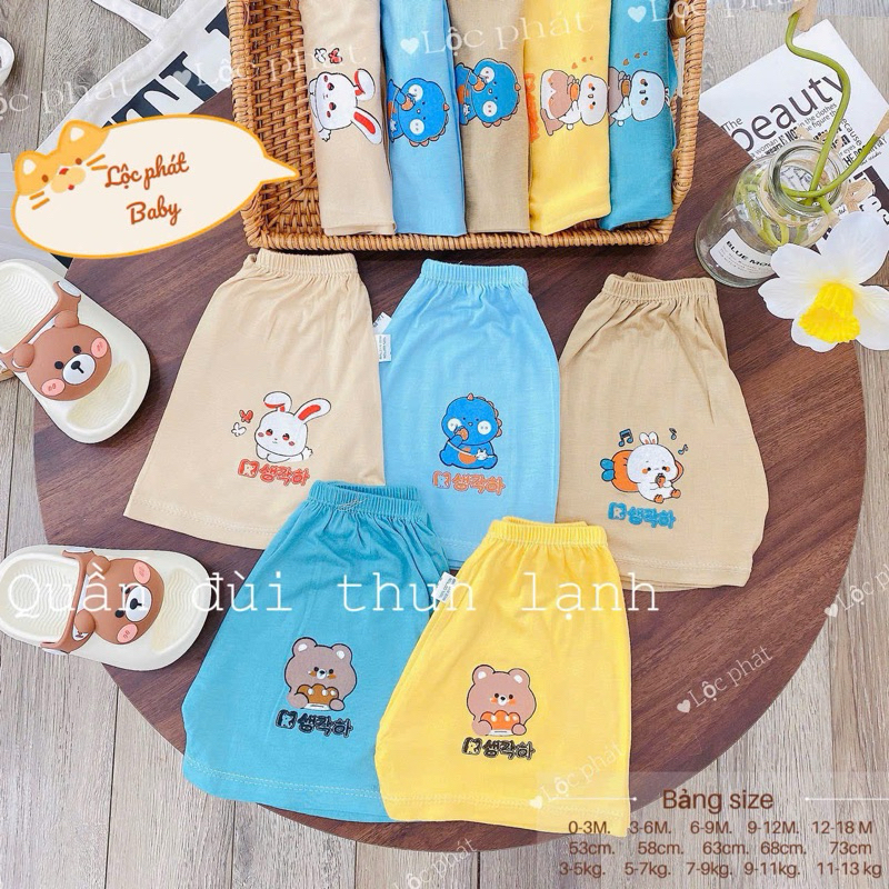 Combo 5-10 quần đùi chất thun lạnh mềm mịn thấm hút mồ hôi cho bé từ 3-13kg