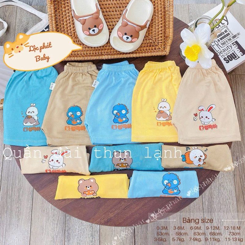 Combo 5-10 quần đùi chất thun lạnh mềm mịn thấm hút mồ hôi cho bé từ 3-13kg