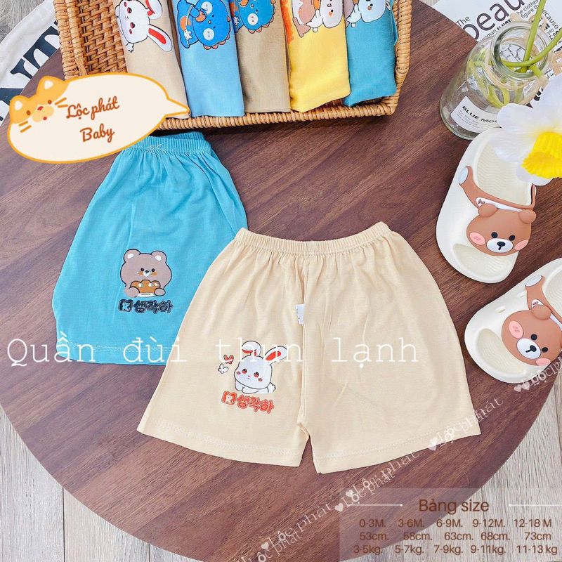 Combo 5-10 quần đùi chất thun lạnh mềm mịn thấm hút mồ hôi cho bé từ 3-13kg