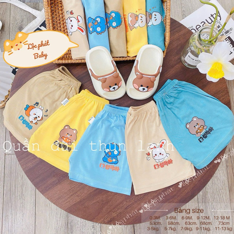 Combo 5-10 quần đùi chất thun lạnh mềm mịn thấm hút mồ hôi cho bé từ 3-13kg