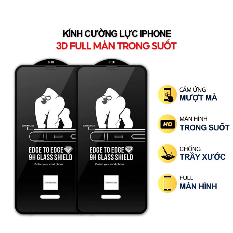 Kính Cường Lực  IPhone 3D WTP_009  dành cho iPhone 6 đến 16 Pro Max