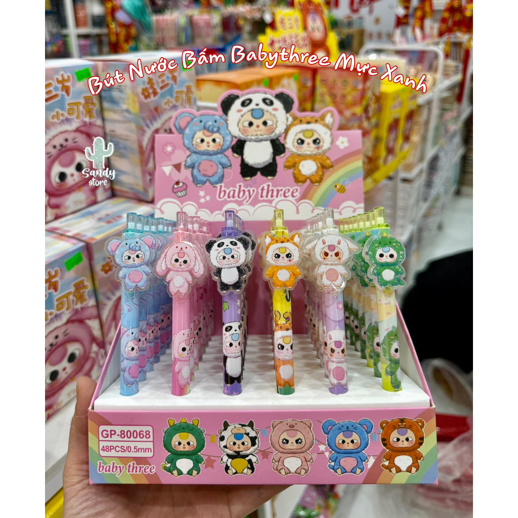 Bút mực bấm icon Baby Three (mực xanh) | Shopee Việt Nam